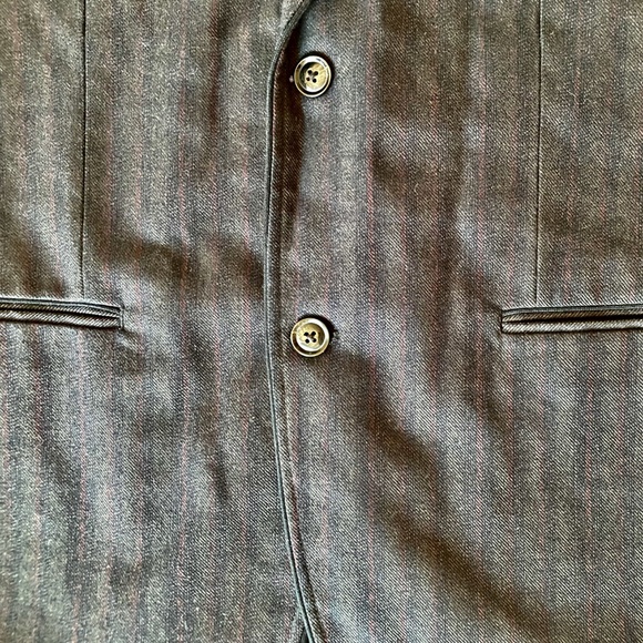 John Varvatos Black Brown Subtle Striped Two Button Blazer 42 - Picture 4 of 9